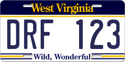 WV license plate DRF123