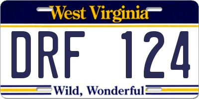 WV license plate DRF124