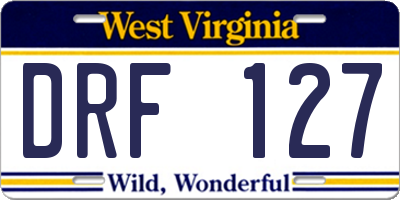 WV license plate DRF127
