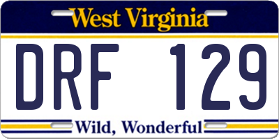 WV license plate DRF129