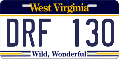 WV license plate DRF130