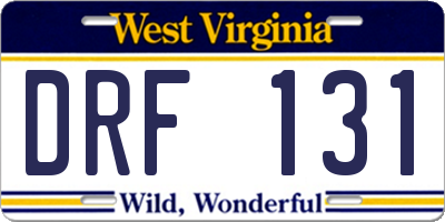 WV license plate DRF131