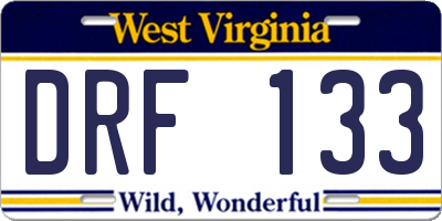 WV license plate DRF133