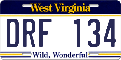 WV license plate DRF134