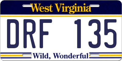WV license plate DRF135