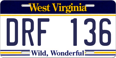WV license plate DRF136