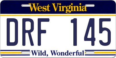 WV license plate DRF145