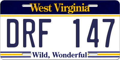 WV license plate DRF147