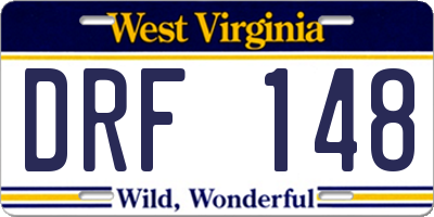 WV license plate DRF148