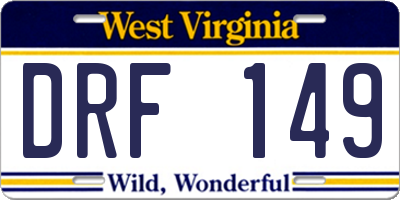 WV license plate DRF149