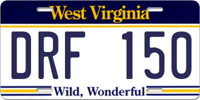 WV license plate DRF150