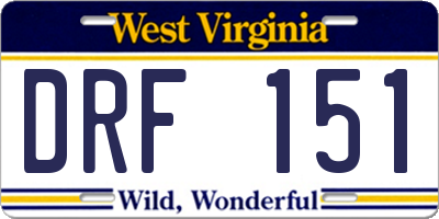 WV license plate DRF151