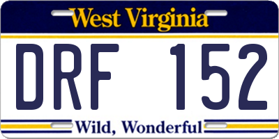 WV license plate DRF152