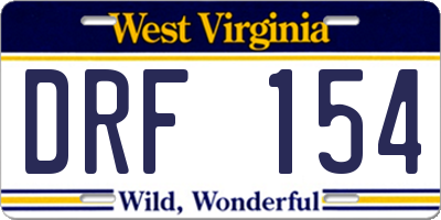 WV license plate DRF154