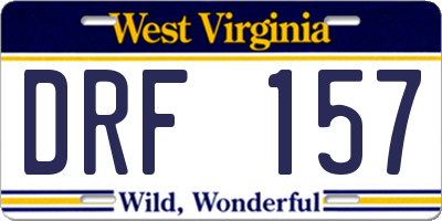 WV license plate DRF157