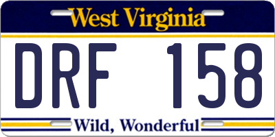 WV license plate DRF158