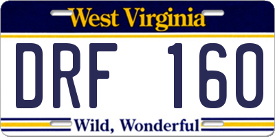 WV license plate DRF160