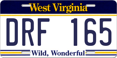 WV license plate DRF165