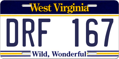 WV license plate DRF167