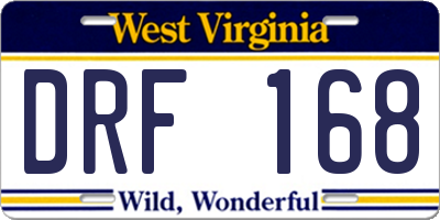 WV license plate DRF168