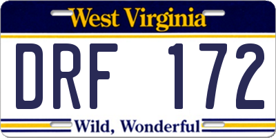WV license plate DRF172