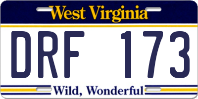 WV license plate DRF173