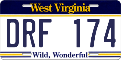WV license plate DRF174