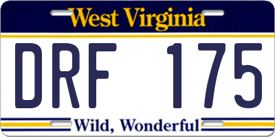 WV license plate DRF175