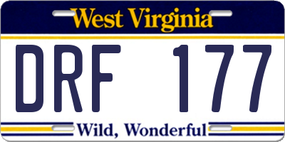 WV license plate DRF177