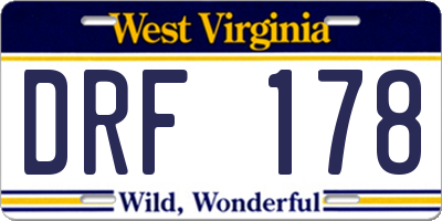 WV license plate DRF178