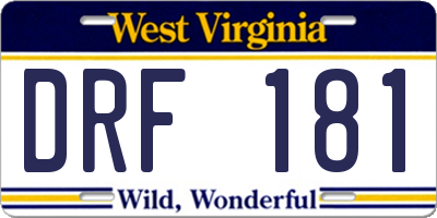WV license plate DRF181