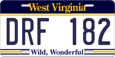 WV license plate DRF182