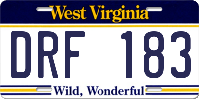 WV license plate DRF183