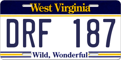 WV license plate DRF187