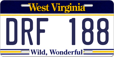 WV license plate DRF188