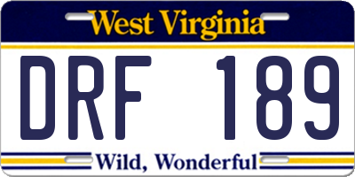 WV license plate DRF189