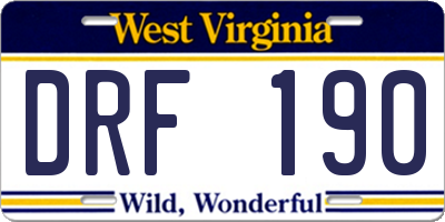 WV license plate DRF190