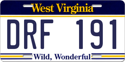 WV license plate DRF191