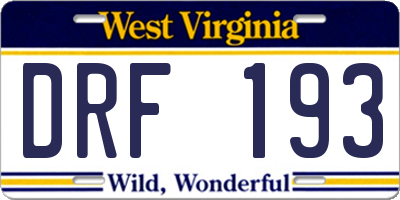 WV license plate DRF193