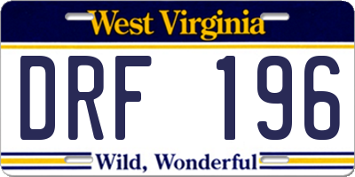 WV license plate DRF196