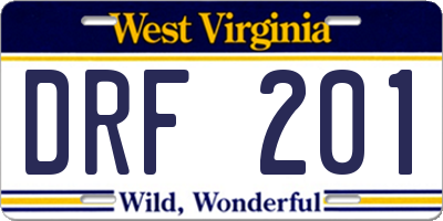 WV license plate DRF201