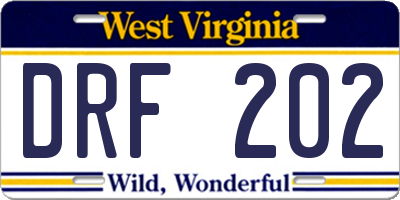 WV license plate DRF202
