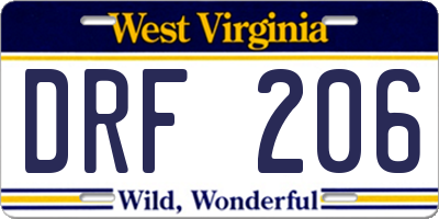 WV license plate DRF206