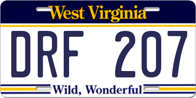 WV license plate DRF207