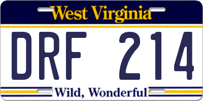 WV license plate DRF214
