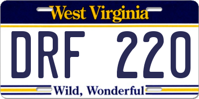 WV license plate DRF220