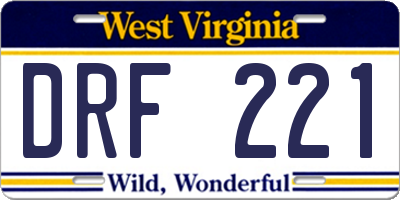 WV license plate DRF221