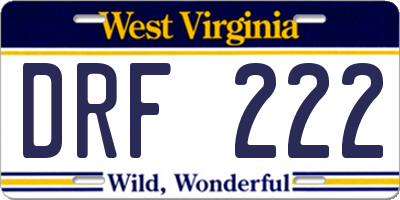 WV license plate DRF222