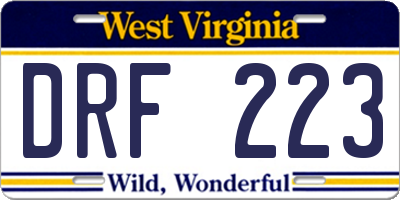 WV license plate DRF223