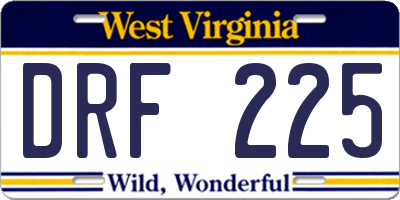 WV license plate DRF225